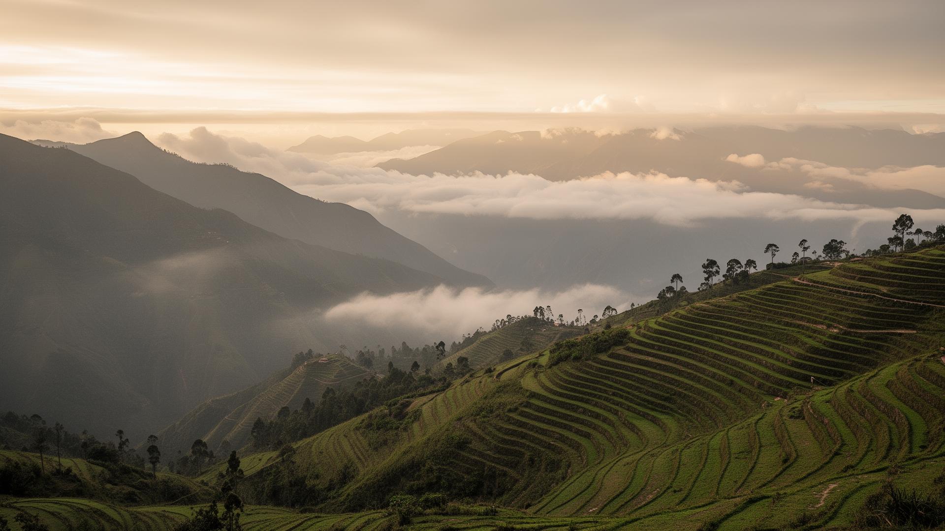 Andean cloud forest near Quito at golden hour